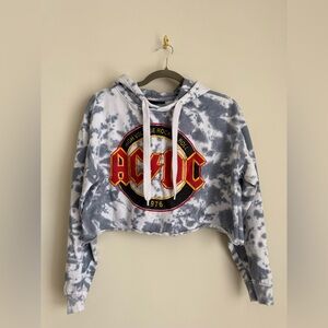 AC/DC High Voltage Rock N’ Roll 1976 Tie Dye Crop Hoodie